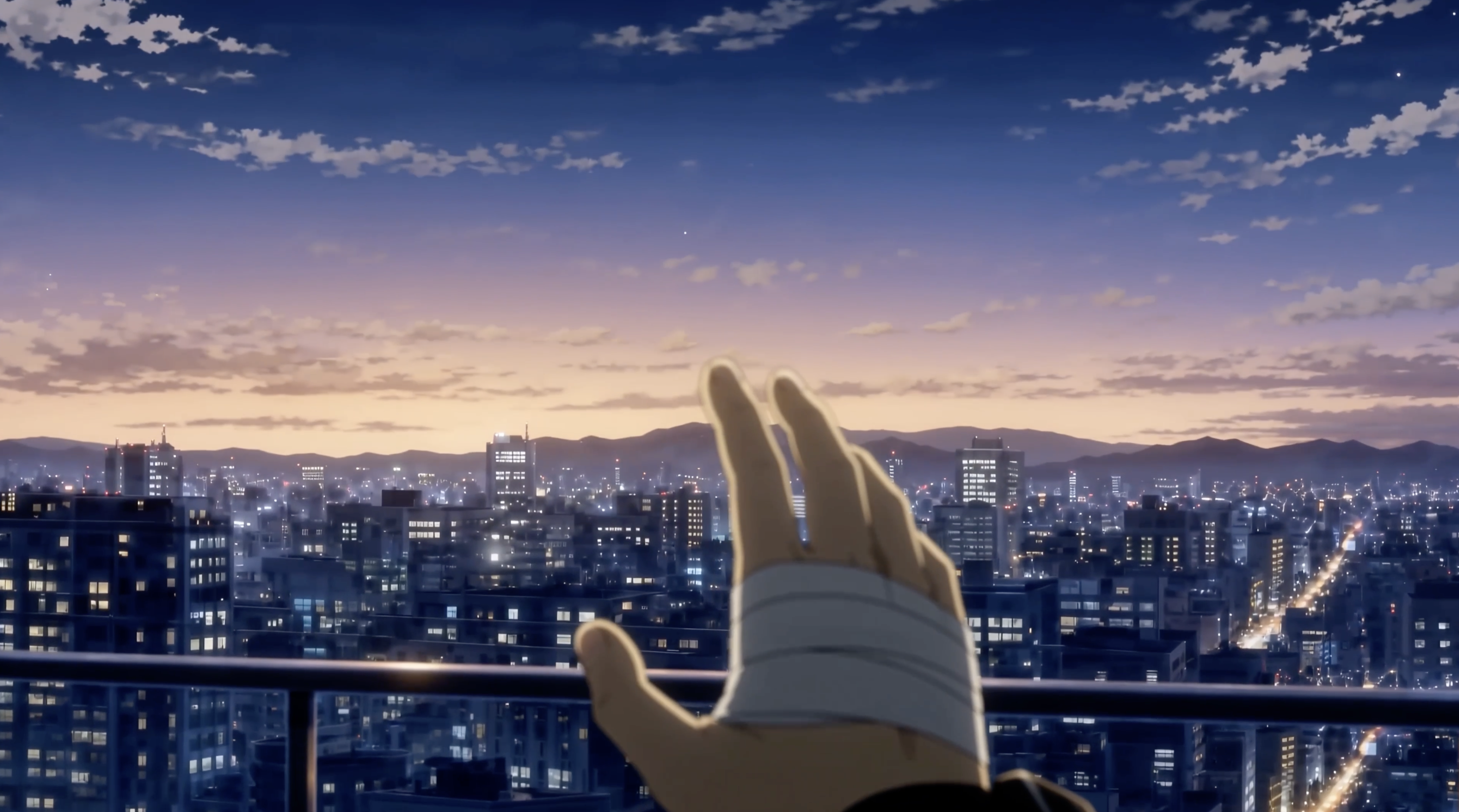 The city at dusk, seen from the rooftop